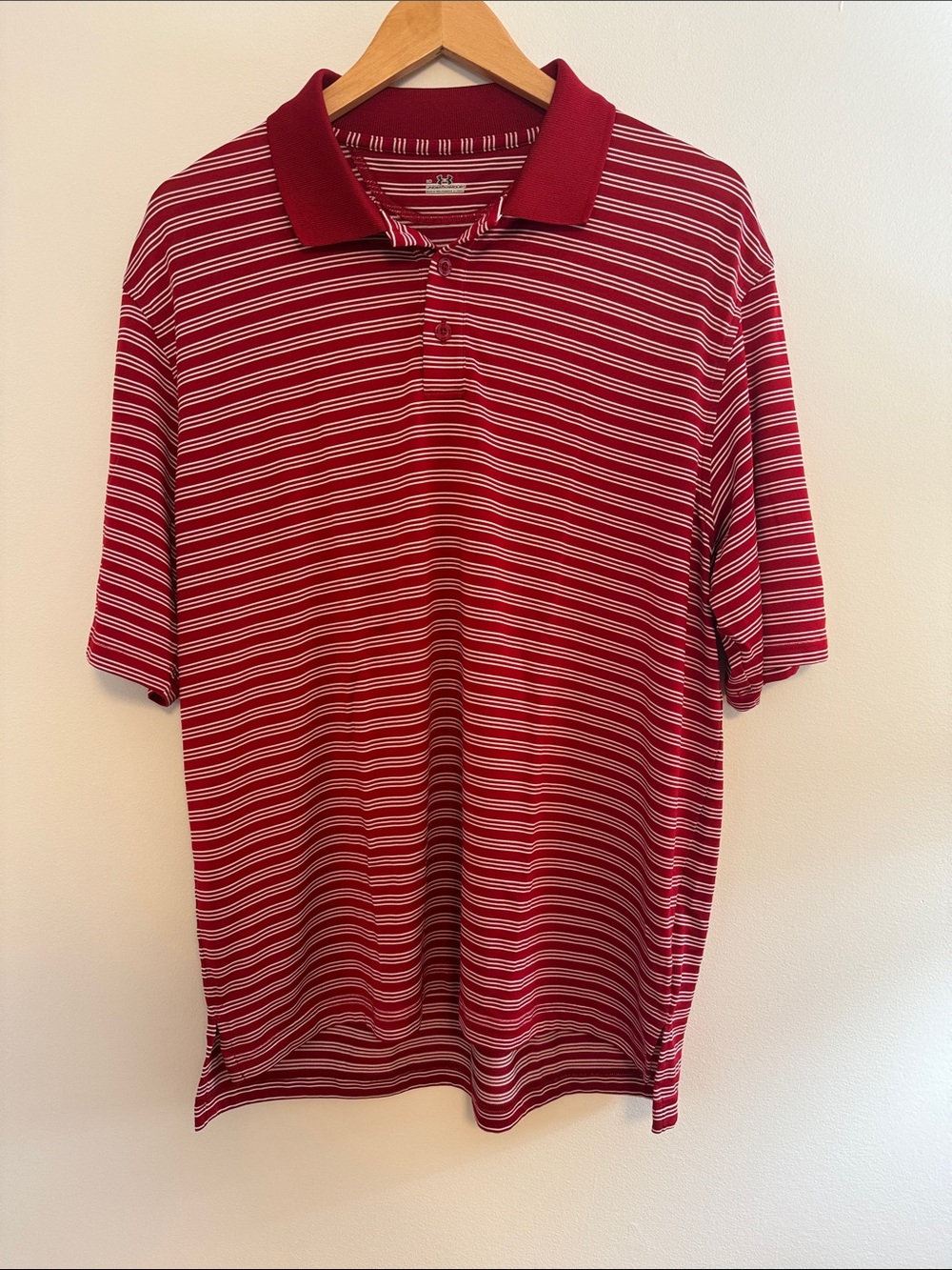✅ UNDER ARMOUR x THUNDERHAWK Short Sleeve Athletic Striped Golf Polo Golfer Tee